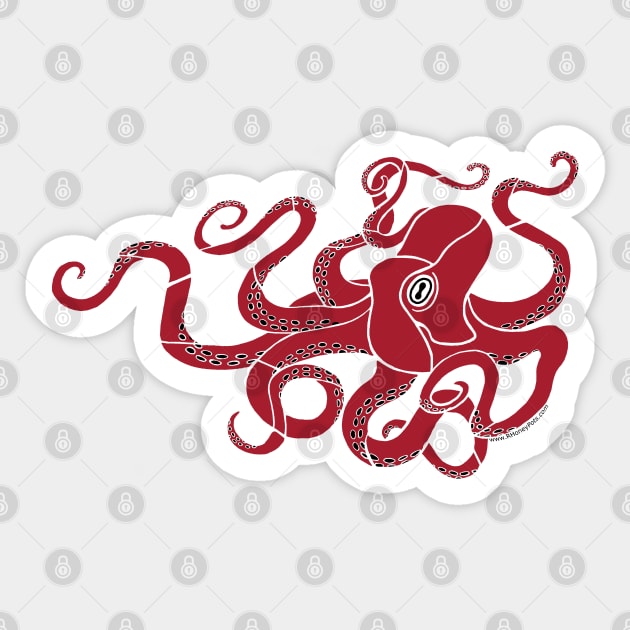 Red Pacific Octopus Sticker by R Honey Pots